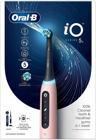 Електрична зубна щітка Oral-B iO 5S, 1 насадка для щітки, 1 дорожня сумка, розроблена Braun