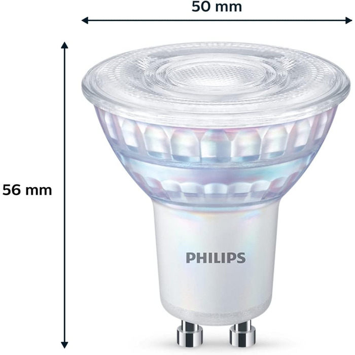 Лампи Philips LED Classic GU10 Warm Glow (50 Вт), світлодіодні плями з рефлектором із регулюванням яскравості та теплим білим світлом, енергозберігаючі лампи з тривалим терміном служби (35 Вт, 2 упаковки, Warmglow Dimmable)