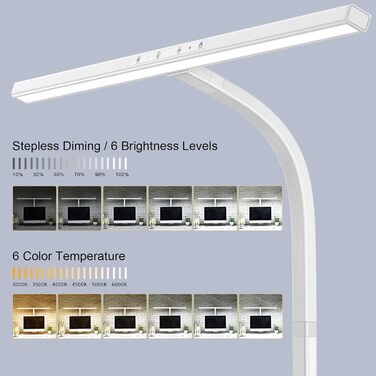 Настільна лампа EppieBasic LED з регулюванням яскравості, настільна лампа Architect із затискачем для домашнього офісу, яскраве світлодіодне офісне освітлення робочого столу потужністю 24 Вт, лампа для монітора захисту очей з регулюванням яскравості та 6 