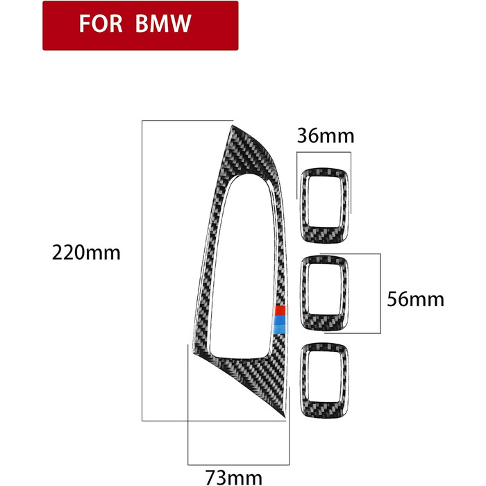 Кабон Волокно Дверна ручка Підлокітник Віконний підйом Панель Рама Кришка Обшивка Сумісний з BMW X3 X4 F25 F25 2011-2017 (M, Type A)