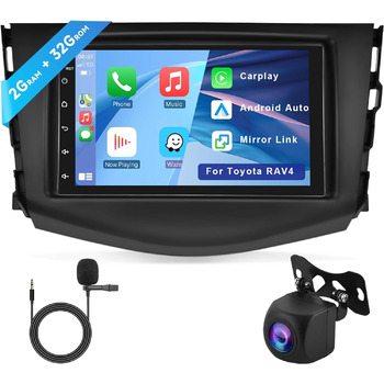 Автомобільна стереосистема Hodozzy 2G 32G Android для Toyota RAV4 2006-2012 Carplay Android Auto Mirror Link, 7-дюймова радіостанція з сенсорним екраном Bluetooth GPS навігація WiFi FM RDS HiFi автомобільна стереосистема 2 Din екран для RAV4