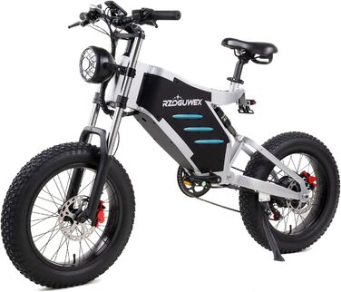 Електричний велосипед RZOGUWEX, 20-дюймовий позашляховий EBIKE для дорослих зі знімним літій-іонним акумулятором 48V 25Ah, 7-швидкісний снігохід з двома амортизаторами та безщітковим двигуном