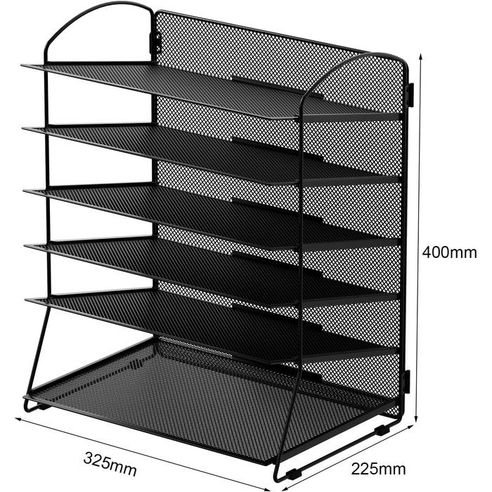 Відділень A4 Металевий офісний настільний органайзер Тримач документів Лоток для файлів Тримач для журналів Лоток для листів Органайзер для паперових журналів, чорний чорний 1 упаковка, 6