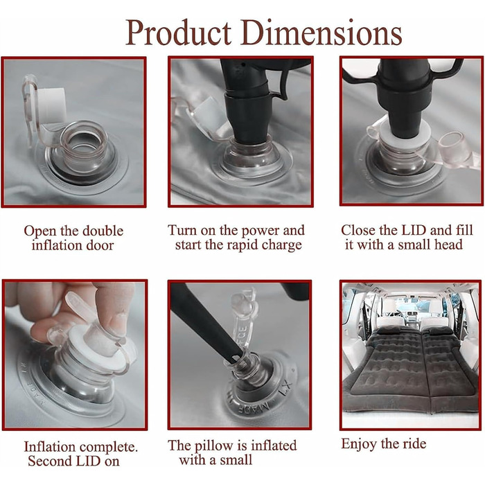 Автомобільний надувний матрац GLILAR Надувний автомобільний надувний матрац з повітряною подушкою, універсальний матрац, ліжко, позашляховик, MPV, подорожі на свіжому повітрі, кемпінг, спальний надувне ліжко, дорожнє ліжечко, автомобільні аксесуари