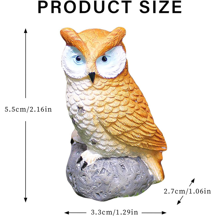 Частини сова прикраса, сова фігурка прикраса саду для відкритого повітря, сова статуї милі фігурки тварин топпер для торта для мікро ландшафту казковий сад ляльковий будиночок прикраси, 4