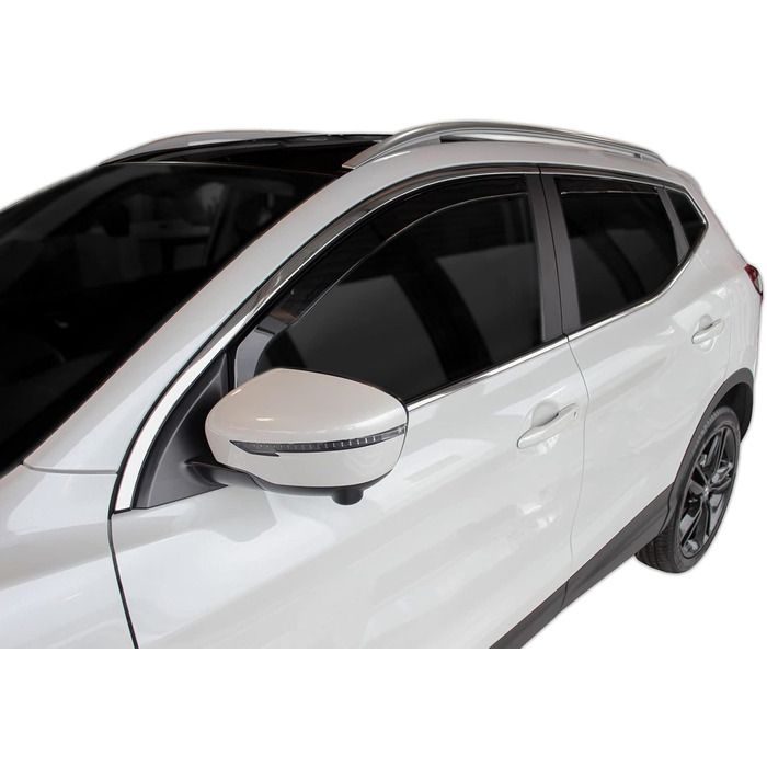 АВТОМОБІЛЬНИЙ СКАУТТ GP Wind Deflector Дефлектор дощу підходить для Qashqai J11 2014-2021, чорний, тонований, набір з 4 шт. , аеродинамічний