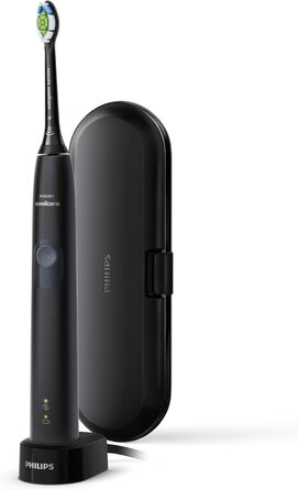 Звукова електрична зубна щітка Philips Sonicare HX6800/87 ProtectiveClean 4300 із вбудованим датчиком тиску, 1 режимом чищення, 1 x функцією BrushSync, чорно-сіра, 2-контактна вилка