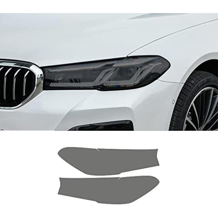 Автомобільна плівка для автомобільних фар BMW 5 Series G30 G31 M5 Facelift 2021 2022 Захисна фара, переднє світло, прозора, чорнена, тонування, вінілова наклейка Smokedblack