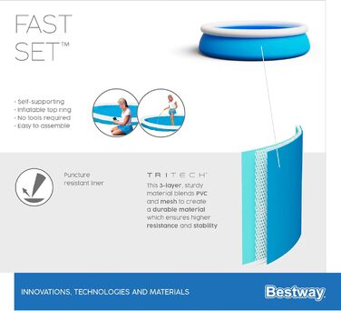 Набір круглих надувних басейнів Bestway Fast Set 3,66 м х 76 см