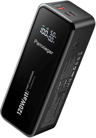 Вт Power Bank 27000 mAh, Powerbank Невеликий, але міцний телефон і ноутбук Зовнішні батареї мобільного телефону Швидка зарядка USB C Вхід і вихід з РК-дисплеєм для смартфонів, планшетів і багато іншого, 120