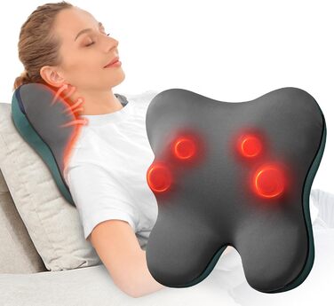 Масажер для спини з нагріванням, шиацу 3D Kneading Neck Massager, мязовий біль, дротова масажна подушка для шиї, спини, ніг, подарунки для чоловіків і жінок