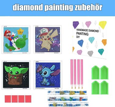 Безрамковий 15x15 Cm), 5d Diamond Painting 4 pieces Creative gifts for Girls And Boys, Craft Boy 8 Years Home Wall Decor (