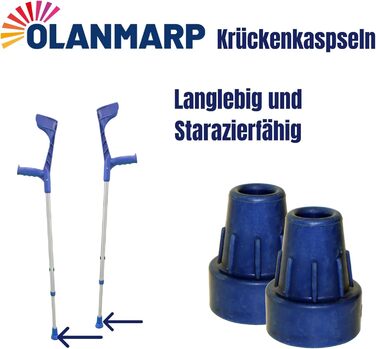 Капсули Ossenberg Crutch Capsules Blue 16 мм ремінець на липучці Olanmarp з нашивками 2 шт. и (2 шт. и капсула для милиці)