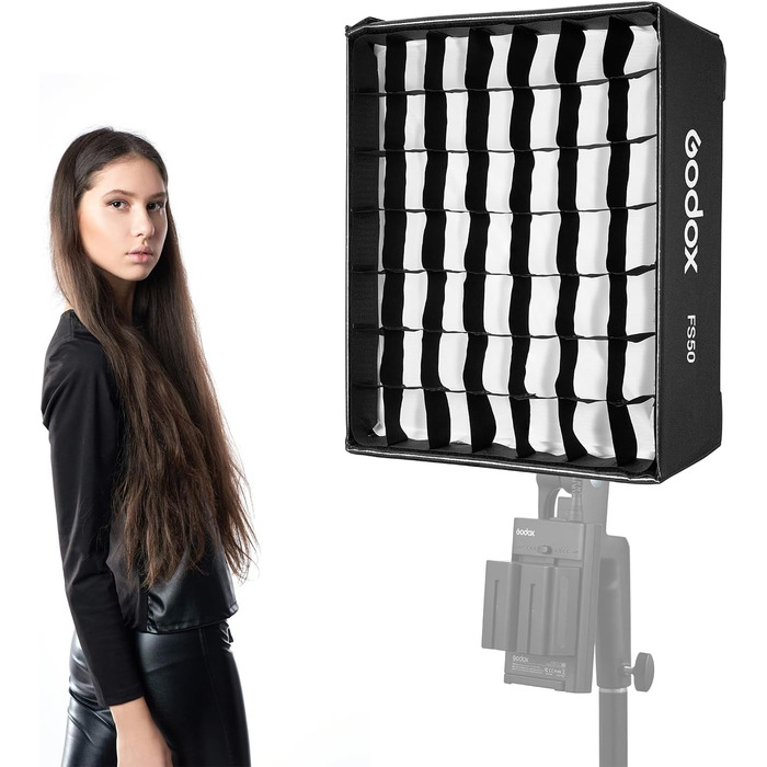 Прямокутний розсіювач світла Softbox із сіткою та м'якою тканиною, сумісний із гнучким світлодіодним світлом Godox для фотозйомки, студійного освітлення, прямого ефіруFH50Bi/FH50R, 50