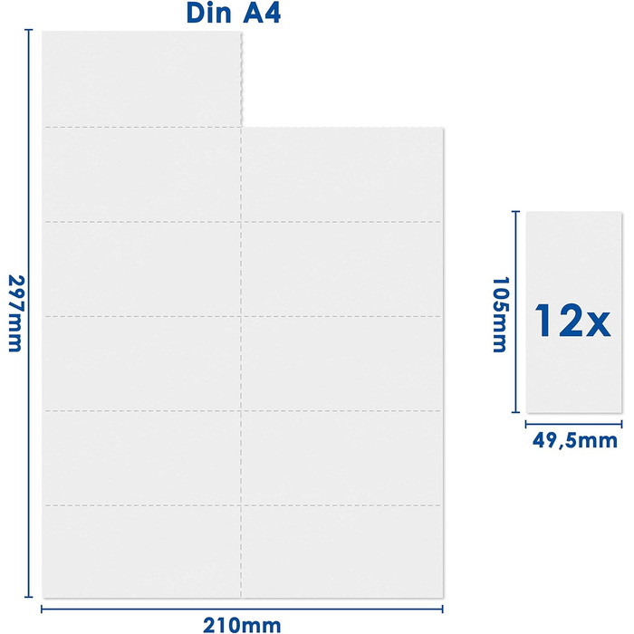 Копіювальний папір перфорований DIN A4 білий картон 120г/м 12 секцій 105x49.5мм