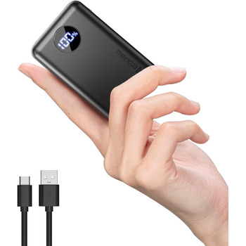 Швидка зарядка з USB C входом / виходом, PD & QC4.0 Power Bank невеликий, але потужний зі світлодіодним дисплеєм, сумісний з iPhone, Samsung, Xiaomi iPad і т.д. Сірий, 22.5W Powerbank 20000mAh