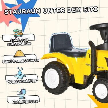 Дитячий автомобіль-гірка New Holland Дитячий автомобіль-гірка Дитячий автомобіль Класичний автомобіль ходунки з клаксоном Пластик Метал Жовтий 91 x 29 x 44 см