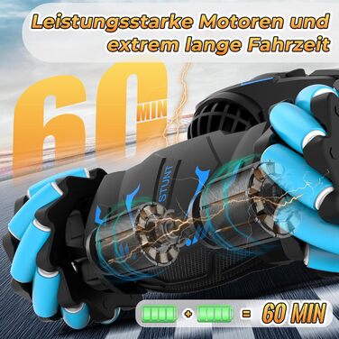 Дистанційно керований автомобіль, RC автомобіль зі світлом і спреєм, дрифт автомобіль іграшка 4WD 2.4 ГГц 360 обертання Дистанційно керований автомобіль з ручним керуванням Подарунок Дівчинка Хлопчик Діти від 4 5 6 8 9 10 років Блакитний