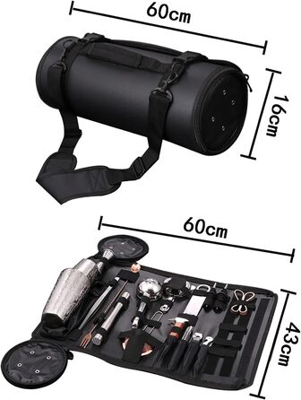 Сумка для зберігання інструментів бармена Дорожня сумка для бармена з набором легко переноситься і зберігається з плечовим ременем для робочих вечірок, бару, дому, приготування коктейлів (без інструментів)