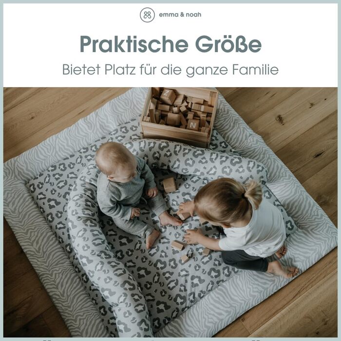 Килимок Emma & Noah Playmat Baby, 120x120 см, великий і м'який, органічна бавовна, сертифікація OEKO-TEX, дитяча ковдра, м'яка ігрова ковдра та манеж-вкладиш для хлопчиків і дівчаток (китовий синій) китовий синій 120x120