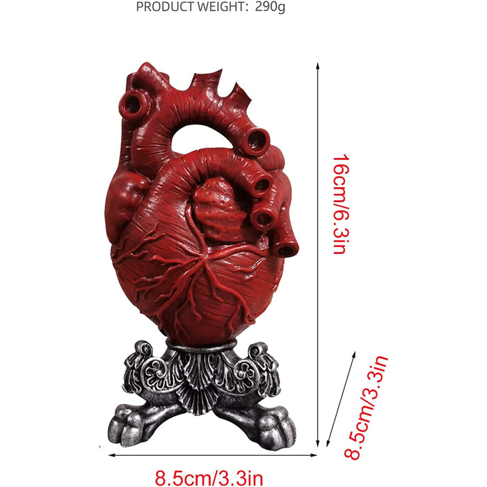 Імітація серця у формі вази, анатомічна ваза серце ваза смола квітковий горщик скульптура сучасний офіс будинок спальня настільні прикраси (тип B)