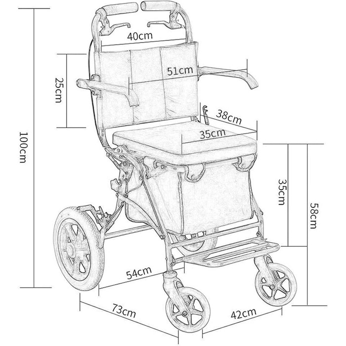 Складаний візок для покупок//візок, легкий візок для покупок для людей похилого віку та пенсійне сидіння для людей похилого віку
