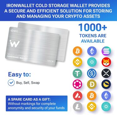 Картка IronWallet NFC 2 упаковки дизайн із шліфованого металу для холодного крипто-гаманця сховище для Bitcoin, Ethereum та інших офлайновий апаратний гаманець із підвищеною безпекою початкова фраза