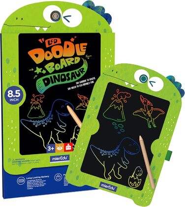 Дошка для письма Kids Dinosaur 8.5 дюймів I Стирається і багаторазова дошка для малювання Magic Board I Екологічно чиста з дерев'яним олівцем