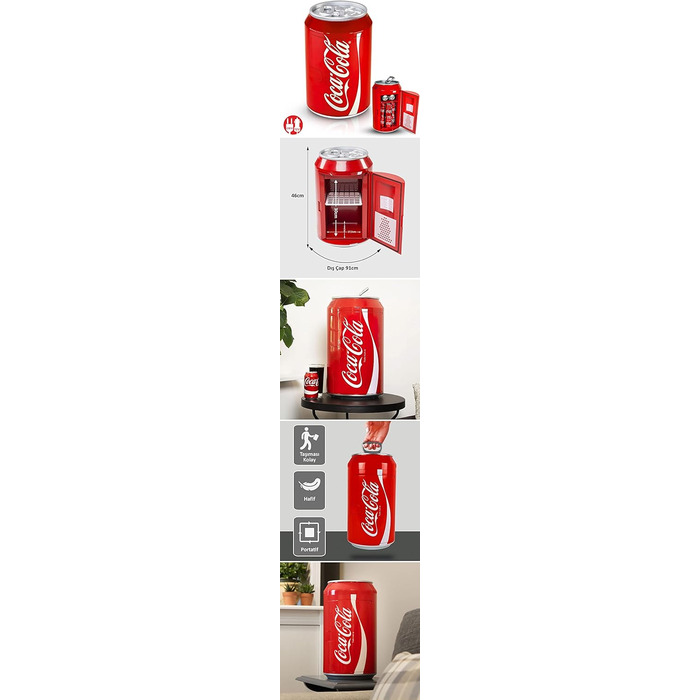 МІНІ-ХОЛОДИЛЬНИК COCA-COLA COOL CAN 10 AC/DC, 9,5 Л, ДИЗАЙН COCA-COLA, 12 В/230 В