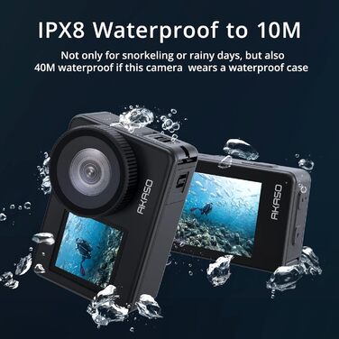 Підводна камера IPX8 Водонепроникна екшн-камера EIS 2.0 із сенсорним екраном, масштабуванням, голосовим керуванням і комплектом батарей 2x1350mAh - Brave 7, 4K 20MP Wi-Fi