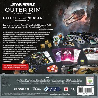 Фантастичні польотні ігри, Star Wars Outer Rim - Open Bills, розширення, експертна гра, настільна гра, 1-4 гравці, вік 13, 120 хвилин, німецьке 2-е розширення Open Bills