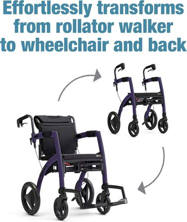 В 1 Rollator Walker Wheelchair Combo - Складне транспортне крісло - Rollator Wheelchair Combo - сучасний дизайн і максимальна підтримка (звичайна) звичайна Pebble White, 2.1 Pebble White - 2