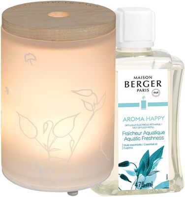 Електричний дифузор Lampe Berger Aroma Happy, скло, сатиновий/білий, 475 мл