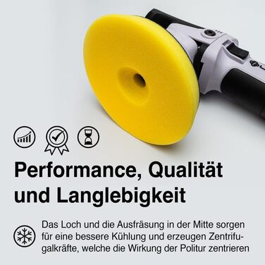 Рідкі елементи полірувальні подушечки Centriforce V2 150 мм полірувальна губка зі спеціально розробленим фрезеруванням для оптимізованих результатів Автоматична полірувальна насадка для полірувальних машин (жовтий Середній зріз 5 шт. ) 150мм 5 шт.