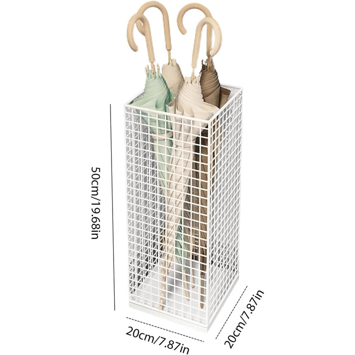 Металева підставка для парасольки - сучасний тримач для парасольок, стійка до іржі підставка для парасольок, декоративне зберігання дощовиків Полиця для зберігання парасольок у відрі, елегантна підставка для парасольок з металу білого кольору