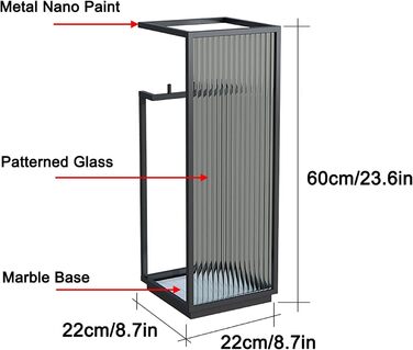 Підставка для парасольки, Тримач для парасольки, Тримач для парасольки для передпокою, Відро для парасольки зі скляною поверхнею, Підставка для парасольки для дому, офісу, Палиці для ходьби, 22.1 x 22.1 x 59.4 см Svart 22x22x60см
