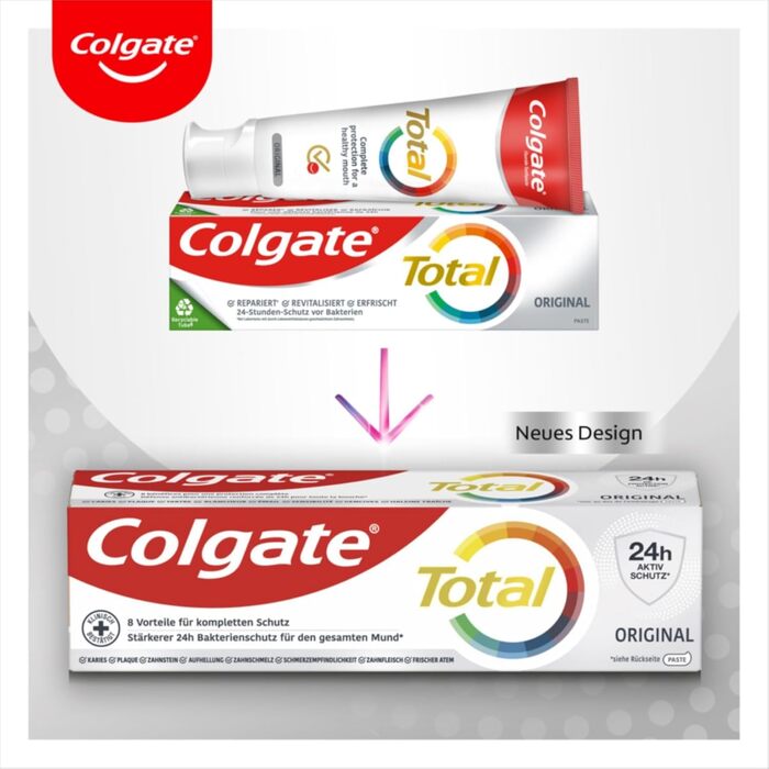 Зубна паста Colgate Total Original проти карієсу і зубного нальоту. Захищає зубну емаль, 300,0 мілілітр