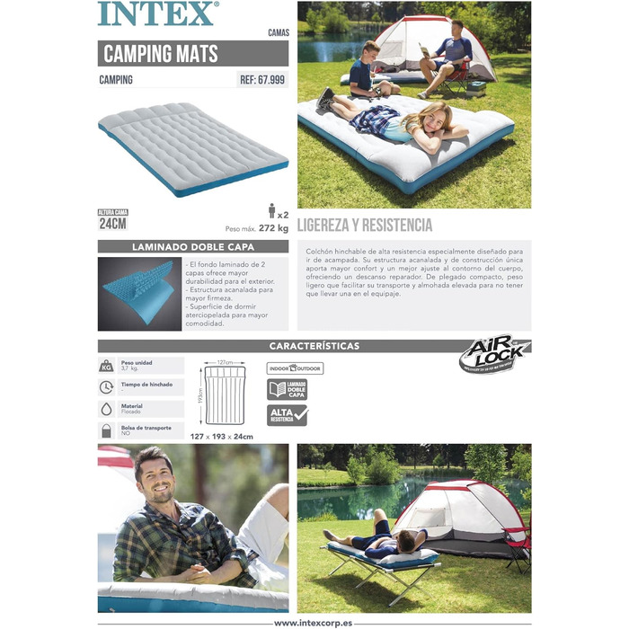 Надувний матрац Intex Camping Mat, California King 127x193x24 см