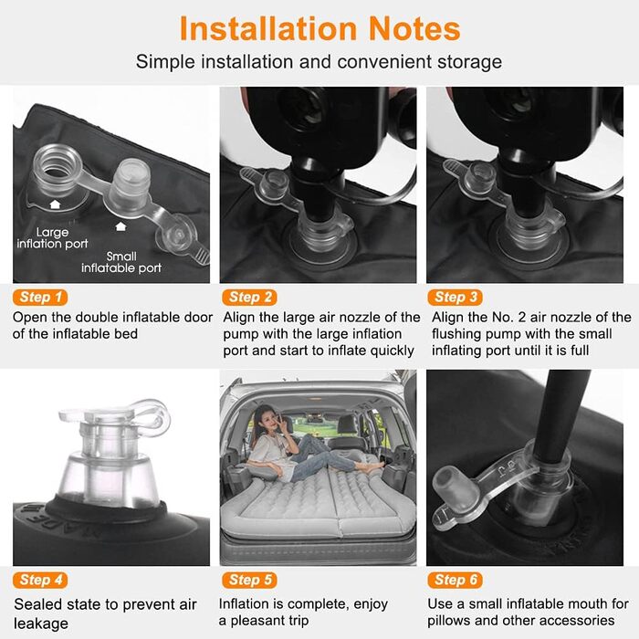 Автомобільний надувний матрац, надувне ліжко для автомобіля, великий матрац для позашляховика, кемпінгове спальне ліжко для дітей та дорослих, позашляховик, надувна повітряна подушка з насосом для заднього сидіння автомобіля, багажник автомобіля, туристич