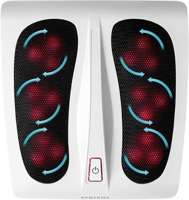 Електричний масажер для ніг HoMedics Shiatsu Massage Seat & Shiatsu Foot Massager для ніг з 18 масажними головками, глибокий догляд за ногами з функцією оздоровчого тепла - білий пучок з масажером для ніг