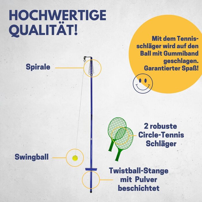 Найкращий спортивний набір твістболів у синьому кольорі I Круговий теніс для саду I 2 ракетки для тенісу та 1 м'яч для гойдання I М'яч на нитці з ракеткою I Садові ігри для дітей та дорослих