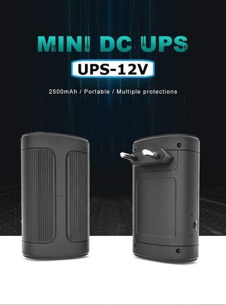 ДБЖ Mini-UPS із внутрішнім акумулятором 2500 мАг і USB-портом ДБЖ для камер та інших пристроїв (макс. 2 А) (12 В)