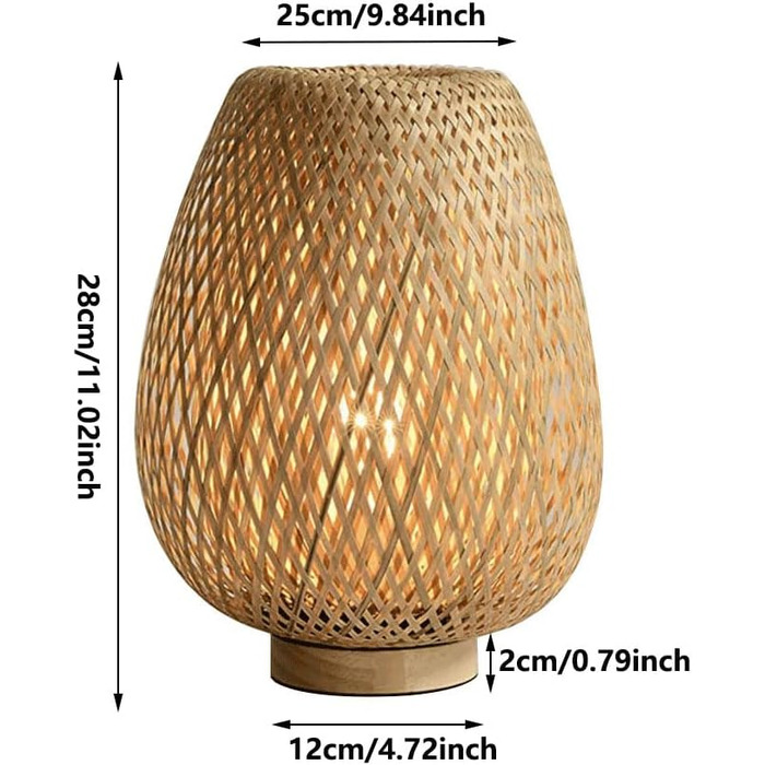 Бохо Вінтажна ротангова лампа Настільна лампа Приліжкова лампа для вітальні Спальня - Маленька японська лампа Ліхтар Бамбуковий абажур Настільні лампи Освітлювальні прилади Торшер Торшер Торшер