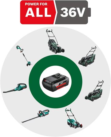 Акумуляторна газонокосарка Bosch EasyRotak 36-550 (36 В, акумулятор 2 x 2,0 Ач, ширина зрізу 37 см, площа газону до 550 м, в картонній упаковці) з акумулятором