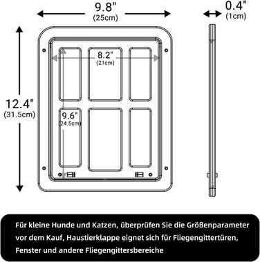 Заслінка для домашніх тварин для сітки від мух Заслінка для собак з магнітами Котяча заслінка Дверцята для мухи Легке встановлення для котів/собак (34 см x 44 см) (Розмір 25 см x 31,5 см, чорний)