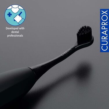 Змінна насадка для щітки Curaprox Black - це білий вуглець, для звукової електричної зубної щітки Black - білий, насадка для щітки у формі сльози, з активованим вугіллям, упаковка з 2 шт.