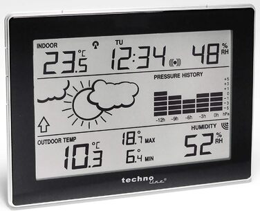 Метеостанція Technoline WS 9274-IT з прогнозом погодних ситуацій і тенденцією погоди, а також 12-годинною історією атмосферного тиску