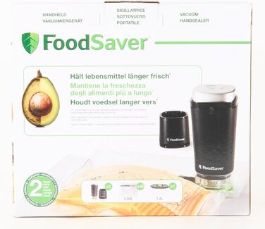 Акумуляторний ручний вакуумний пакувальник FoodSaver для запаювання харчових продуктів із зарядною станцією Міні вакуумний пакувальник з 1 контейнером для консервування та маринування та 5 вакуумними упаковувачами для зберігання свіжості VS1199 шт. Станда