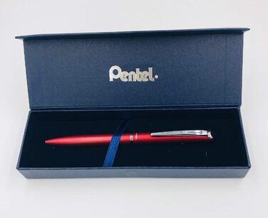 Ручка для роликів Pentel BL2007 EnerGel, висувна, наконечник 0.7 мм, корпус металевий, матовий, червоний подарункова коробка матовий / червоний