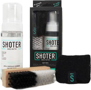 Піна SHOTER Easy Pack, засіб для чищення взуття не потребує води Преміальний набір піни для чищення взуття включає пінний очищувач Shoter, ганчірку з мікрофібри та щітку з щетини., без кольору, один розмір